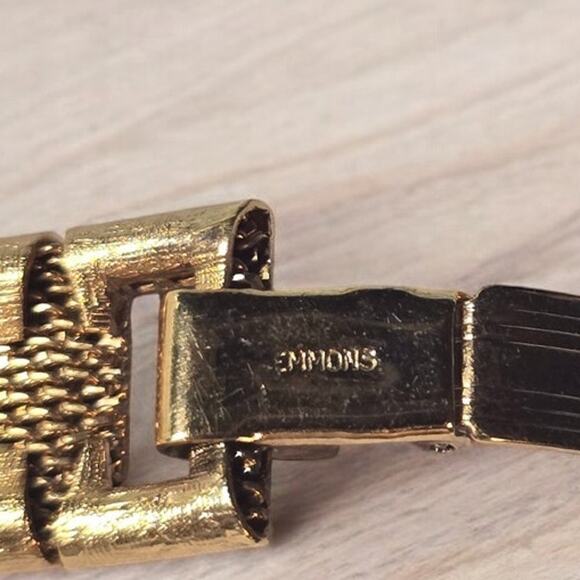 Emmons Vintage Textured Gold Tone Metal Link Bracelet - Picture 7 of 7